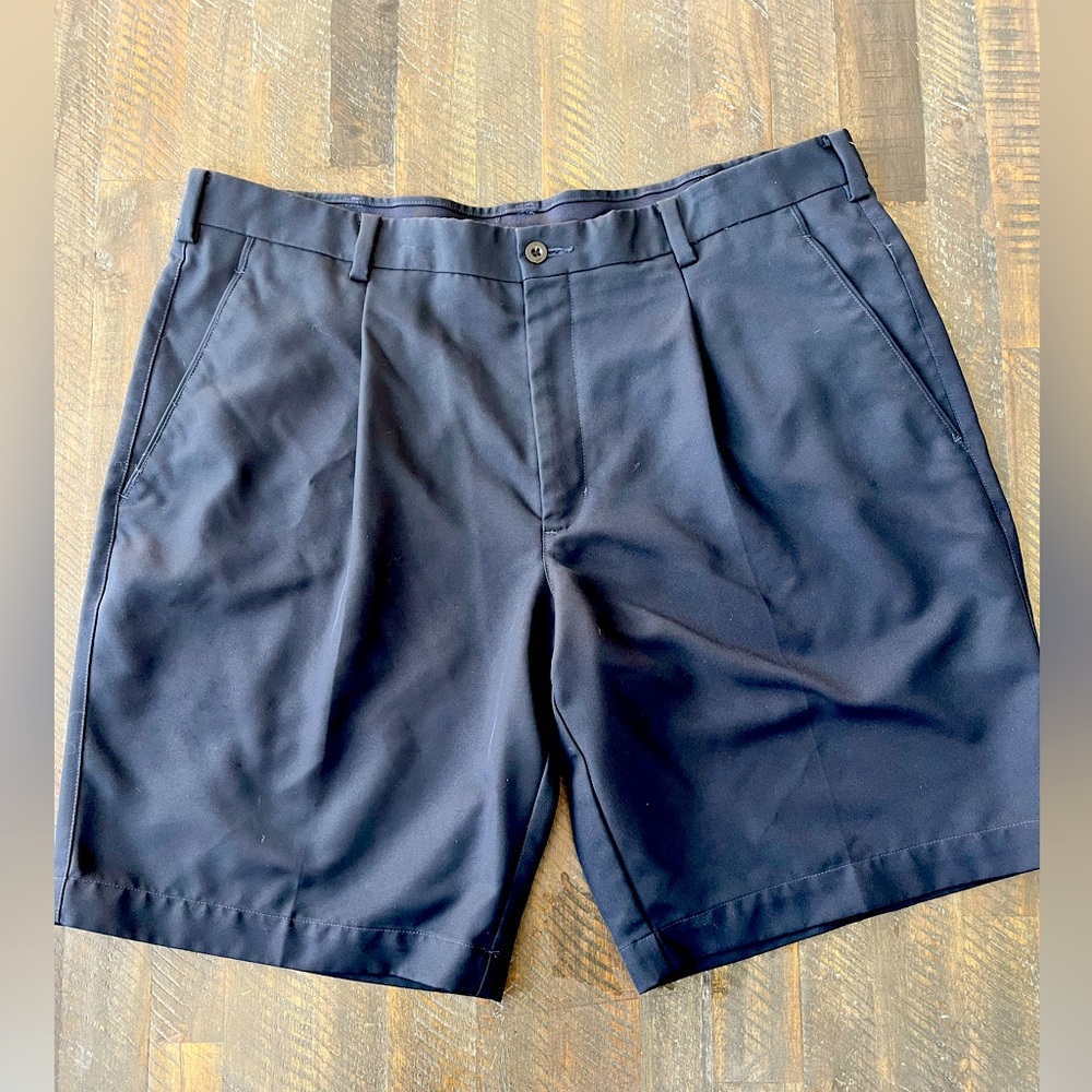 Nike Golf Shorts Mens 38 Blue Pleated Fit Dry Polyester  w/ 10" inseam